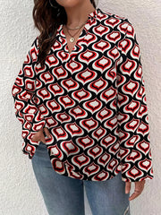 Allover Print Notched Neck Top