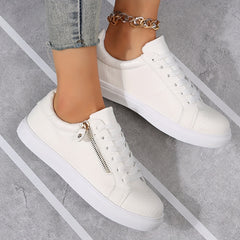 Snake Texture Faux Leather Skate Shoes Heighten Solid Non slip Low Cut Flat Snea