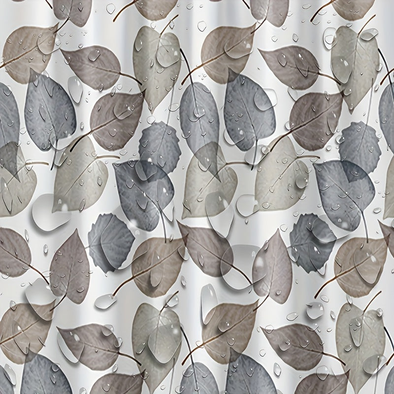 Waterproof Leaves Pattern Shower Curtain