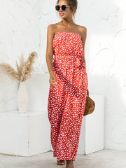 Bohemian Floral Strapless Beach Party Jumpsuit