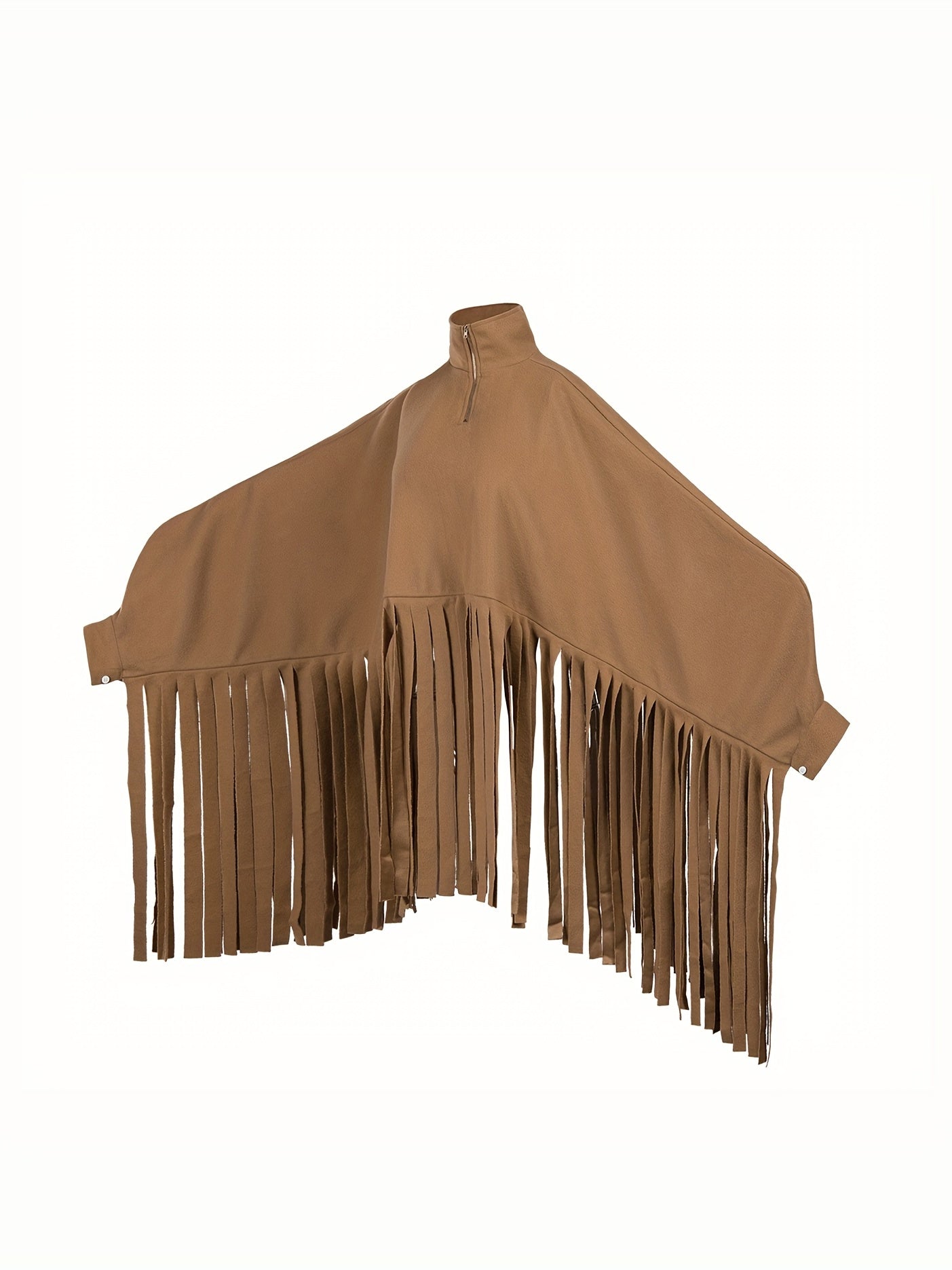 Tassel Cape Coat Casual Solid Long Sleeve Outerwear