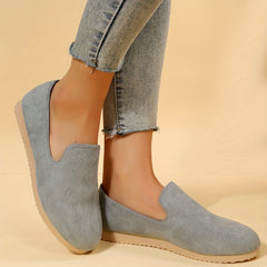 Women's Solid Flat Loafers Slip On Round Toe Soft Casual Shoes