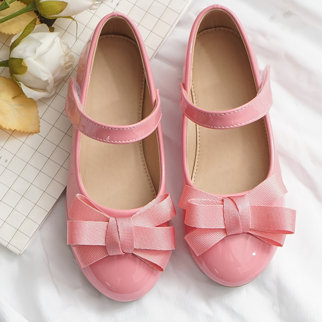 Girls Bowknot Dress Shoes Lightweight Non Slip Flat Sole Shoes