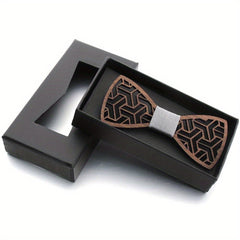 Dark Floral Wood Bowtie Unisex Carved Wooden Neck Ties for Wedding
