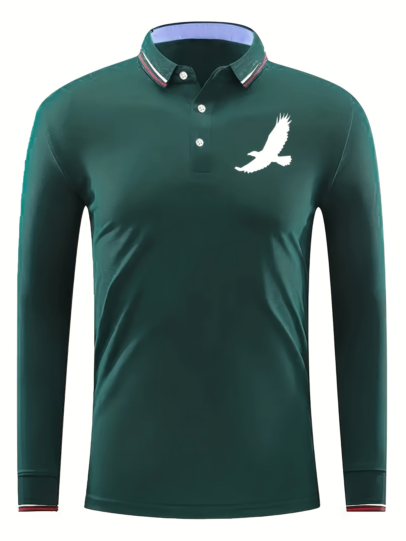 Bird Pattern Men's Casual Comfy Custom Fit Long Sleeve Polo Shirt