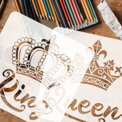 2pcs PET Hollow Out Drawing Stencils Crown Christmas Thanksgiving Craft Supplies