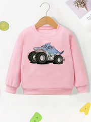 Boy's Shark Truck Print Sweatshirt for Spring