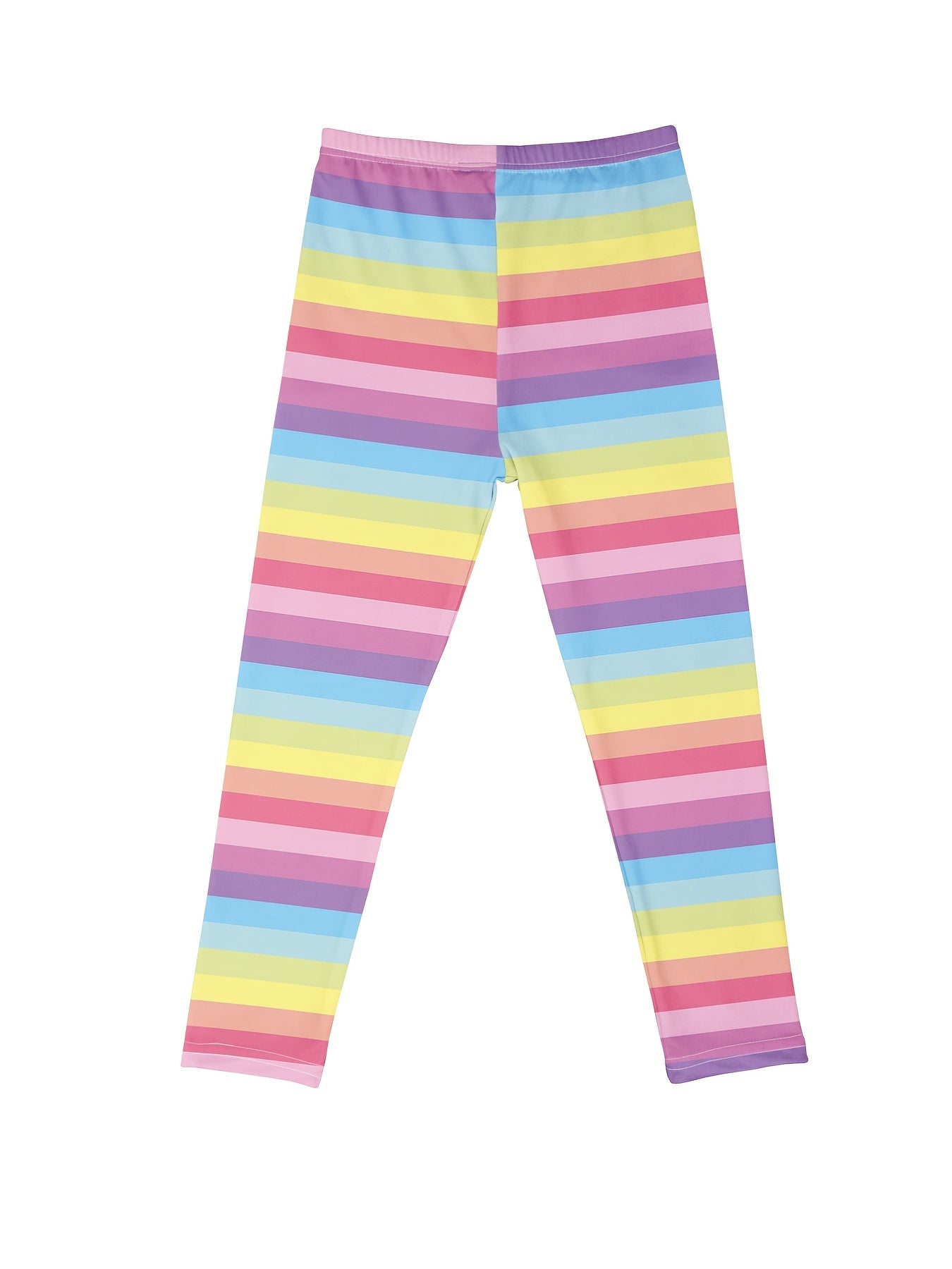 Girls Casual Long Rainbow Stripes Leggings Pants