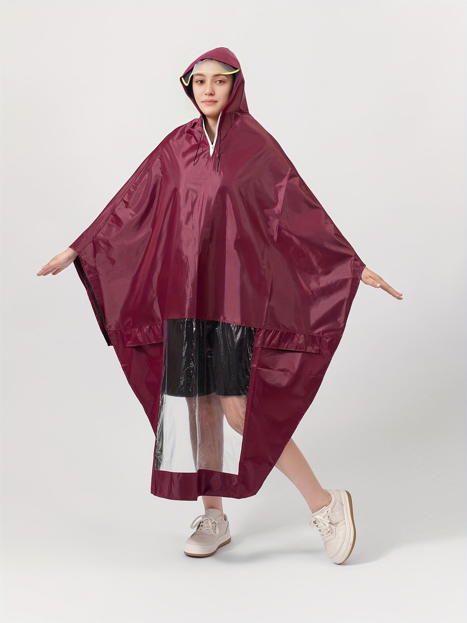 Women's Hooded Rain Poncho Jacket Coat Lightweight Raincoat for Cycling