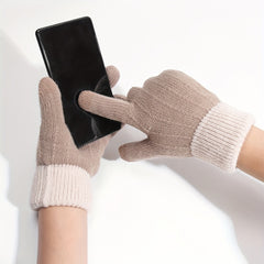 Winter Warm Knitted Gloves Touch Screen Full Finger Gloves Cold Weather