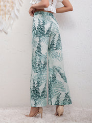 Leaves Print Wide Leg Pants High Waist Casual Every Pants