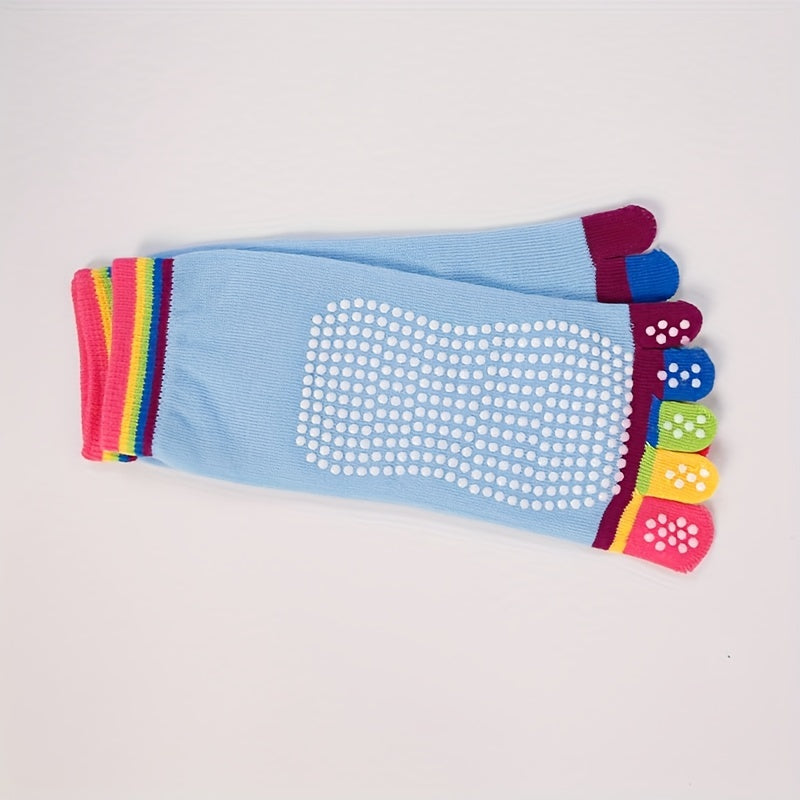 Rainbow Yoga Socks Five Toe Split Non-slip Dance Socks For Pilates Yoga Ballet