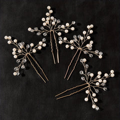 4pcs Wedding Hairpin Bridal Hair Accessories Faux Pearl Crystal U shaped