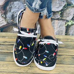 Women's Christmas Lights Pattern Sports Shoes Lightweight Walking Shoes