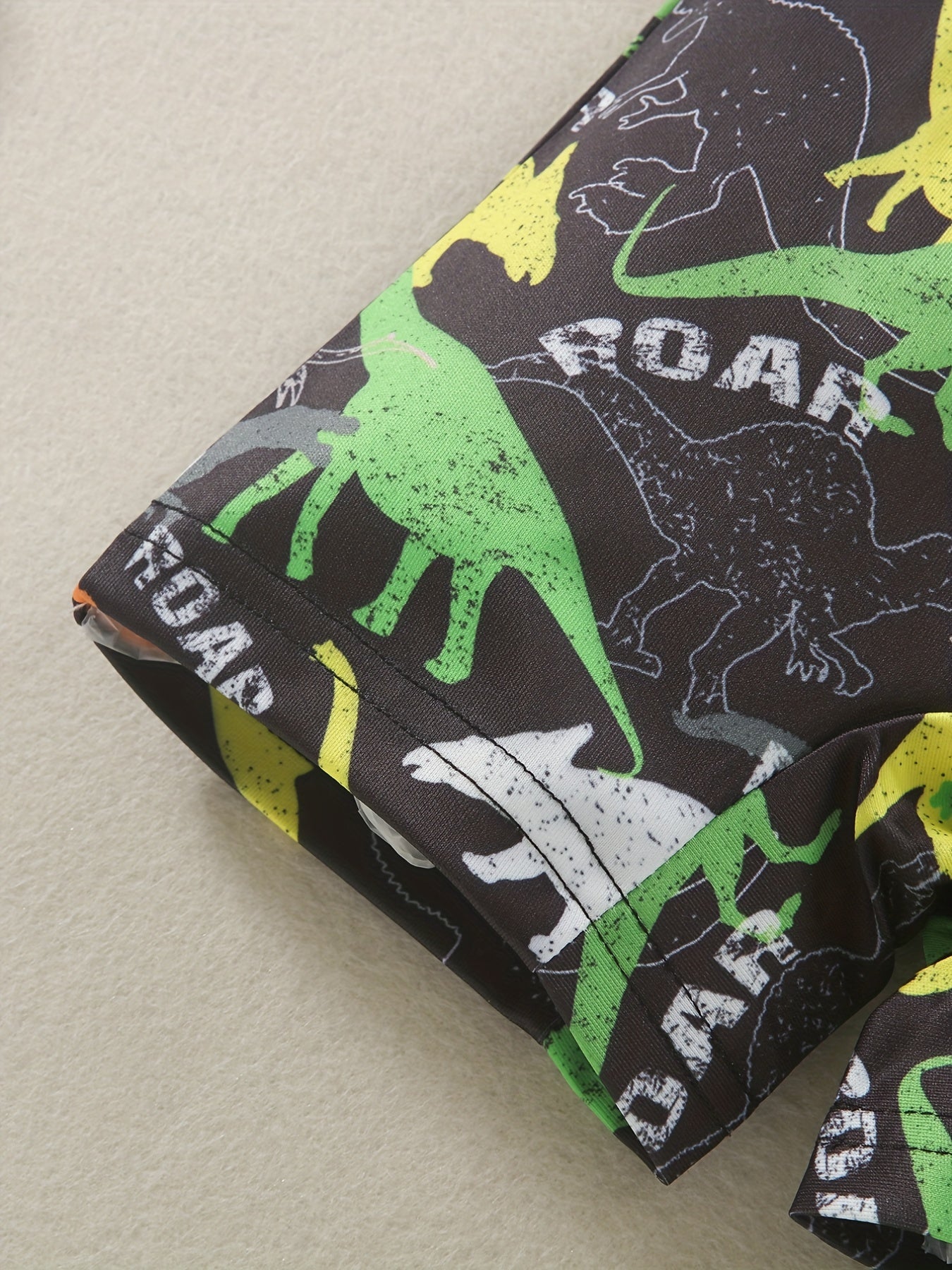 Boys Dinosaur Print Swim Trunks & Cap Set