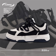HUANQIU Lace-up Low Casual Skate Shoes Platform Outdoor Sneakers
