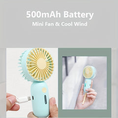 Mini Girls Handheld Fan Summer Portable Carry on Fan 3 Speeds