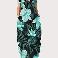 Women's Plus Floral Maxi Dress with Pockets