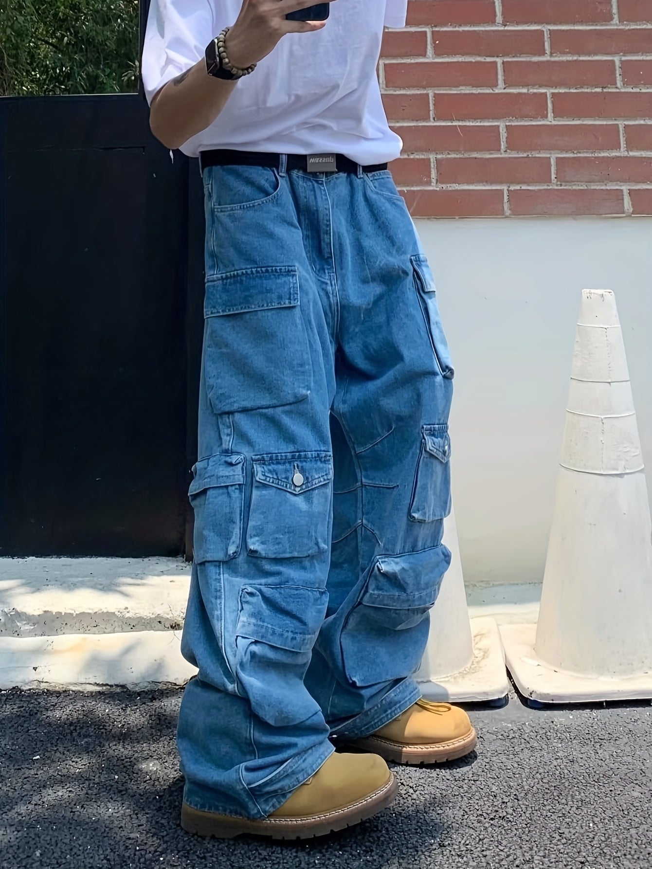 Men s Wide Leg Flap Pocket Trousers