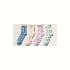 4 Pairs Winter Warm Fluffy Socks Thick Thermal Soft Coldproof Crew Socks