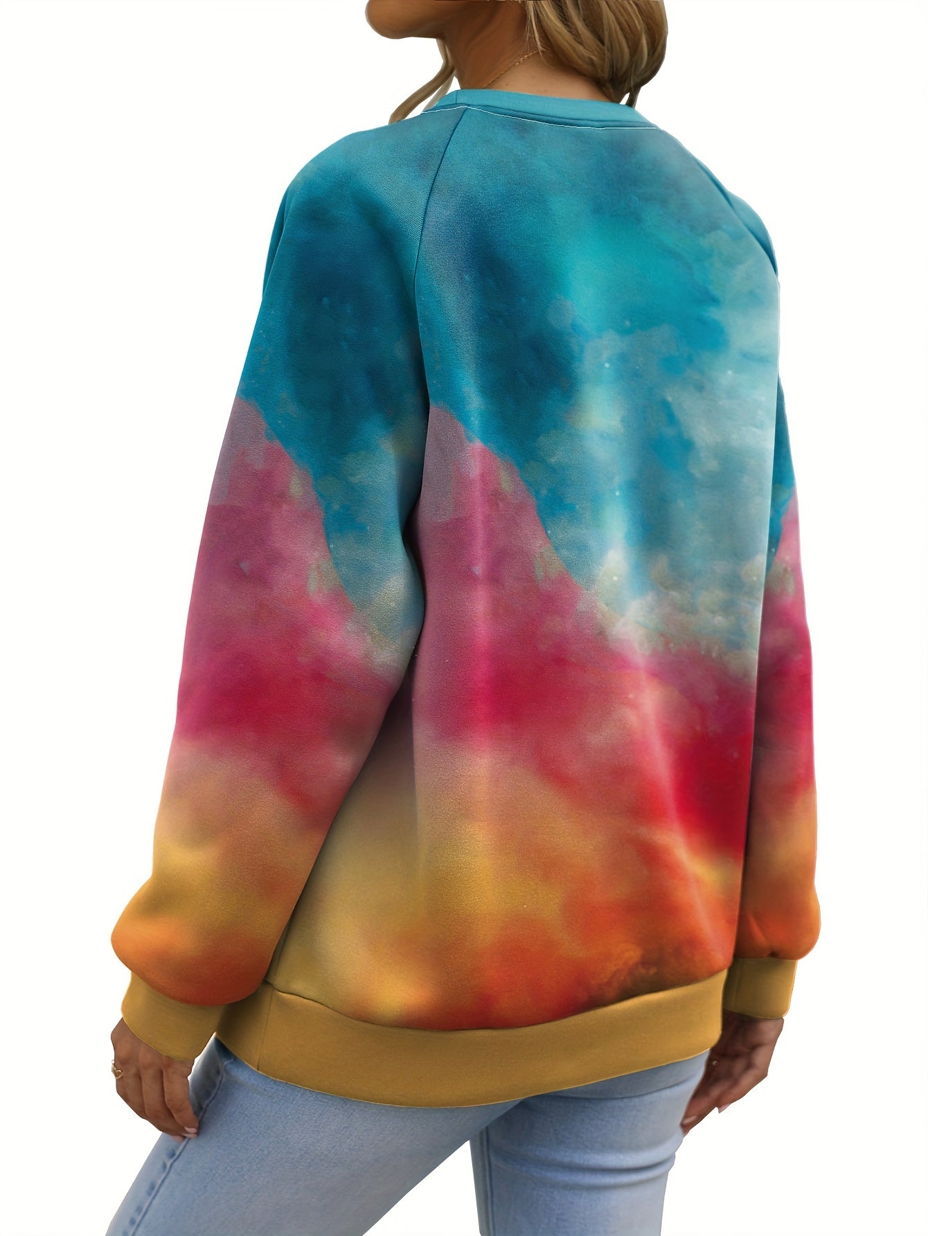 Butterfly Print Sweatshirt Crew Neck For Women