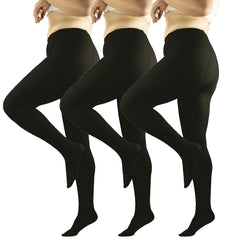 3-Pair Plus Size Casual Pantyhose Set for Women's Soft Semi Opaque Tights