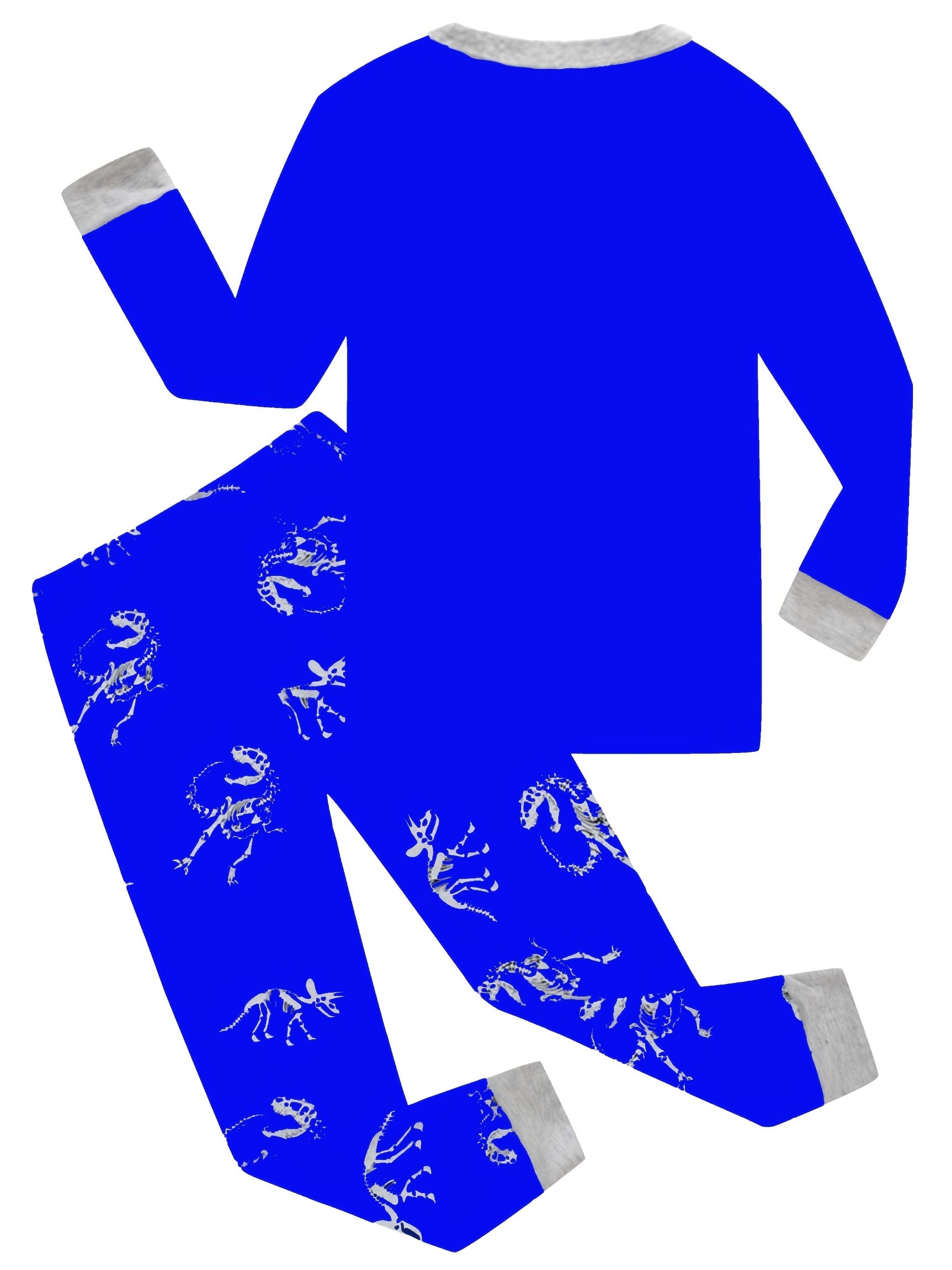 2pcs Dino Skeleton Print Kid's Pajama Set Reflective Pattern Comfy PJ