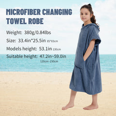 Kid's Changing Towel Robe Absorbent Quick Dry Surf Poncho Microfiber Bath Towels