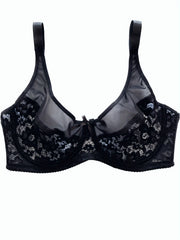 Sexy Bra Women's Plus Contrast Lace Underwire Mini Bow Detail Bra
