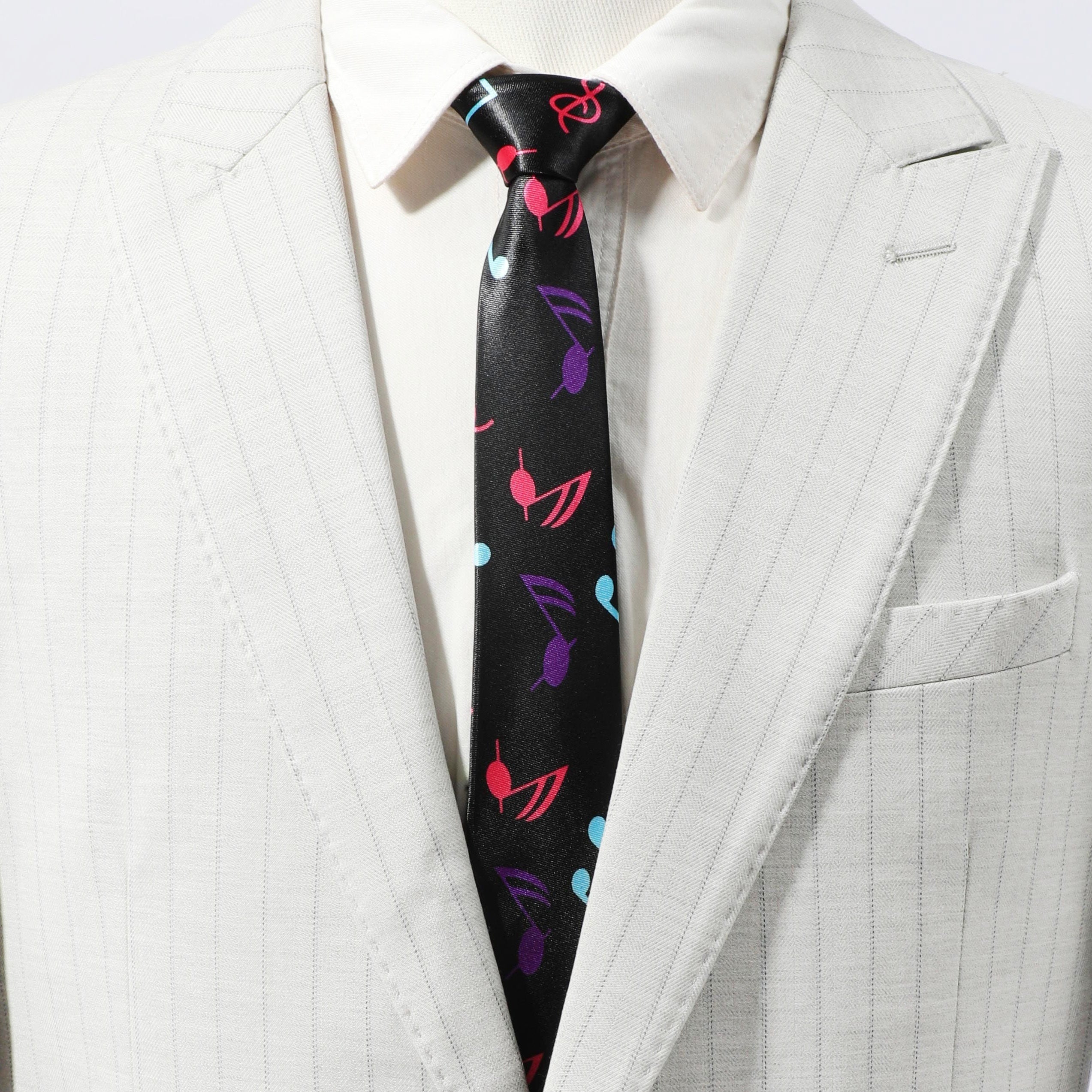 College Style Hip hop Musical Note Necktie