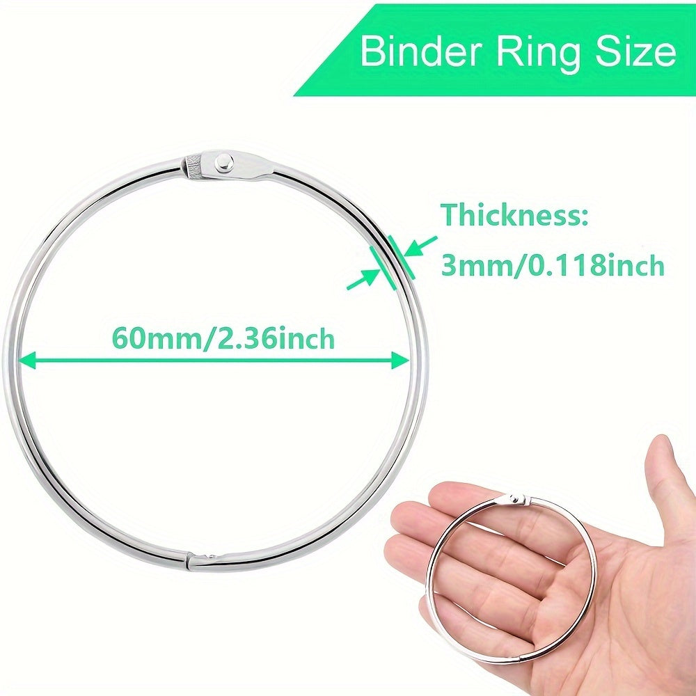12pcs 5.99 Cm Book Binder Rings Office Loose Leaf Ring Nickel Plated Steel
