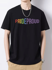Colorful Letter Pattern Print Men's Graphic Cotton Crew Neck T-Shirt