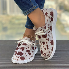Women's Cow Spot Skate Shoes Lightweight Lace-up