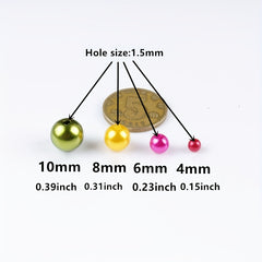 50pcs Pearl Acrylic Beads Round Shape Spacer Beads For DIY Jewelry Making