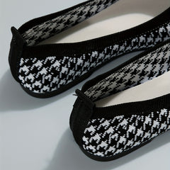 Women's Houndstooth Ballet Flats Soft Sole Shoes