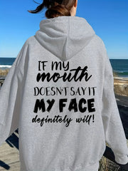 Graphic Print Drawstring Loose Hoodie Long Sleeve Sweatshirt