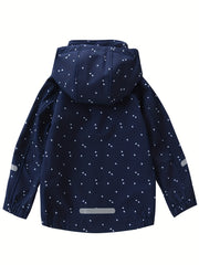 Girl's Soft Shell Hooded Jacket - Windproof & Waterproof Zip Up Fleece