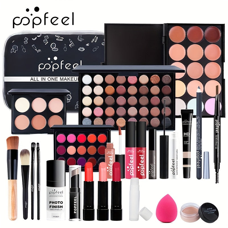 Complete Women's Makeup Set - Eyeshadow Palette Lipstick Concealer Blush