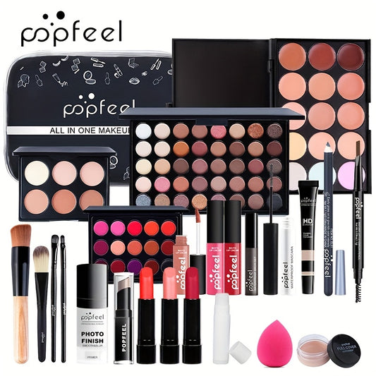 Complete Women's Makeup Set - Eyeshadow Palette Lipstick Concealer Blush