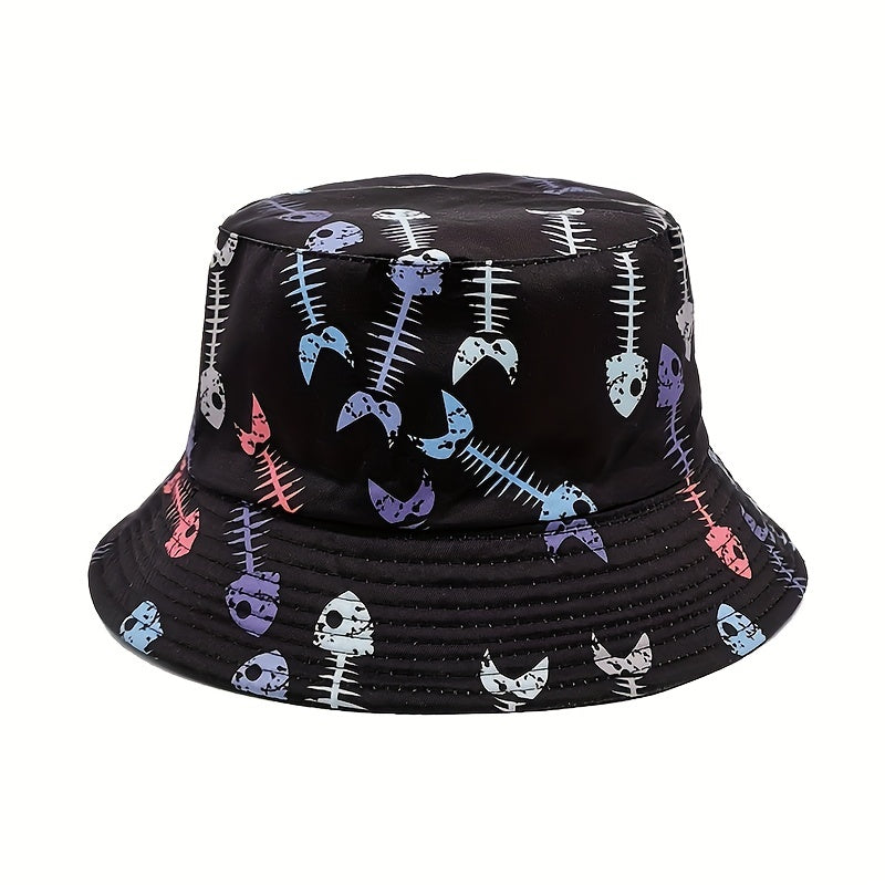 Fishbone Shark Reversible Bucket Hat