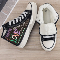 Warm Plush Lined Chunky Canvas Sneakers