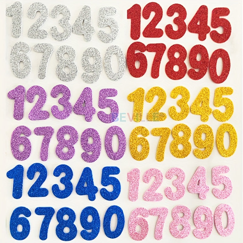 38pcs Glitter Foam Numbers 3D Stickers Assorted Colors DIY Party Supplies