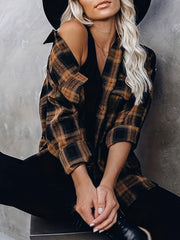 Plaid Print Button Up Long Sleeve Shirt Top