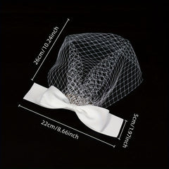 Short Mesh Head Veil With Comb And Satin Bowknot