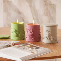 Concrete Candle Jar Silicone Mold With Lid DIY Christmas Silicone Mould