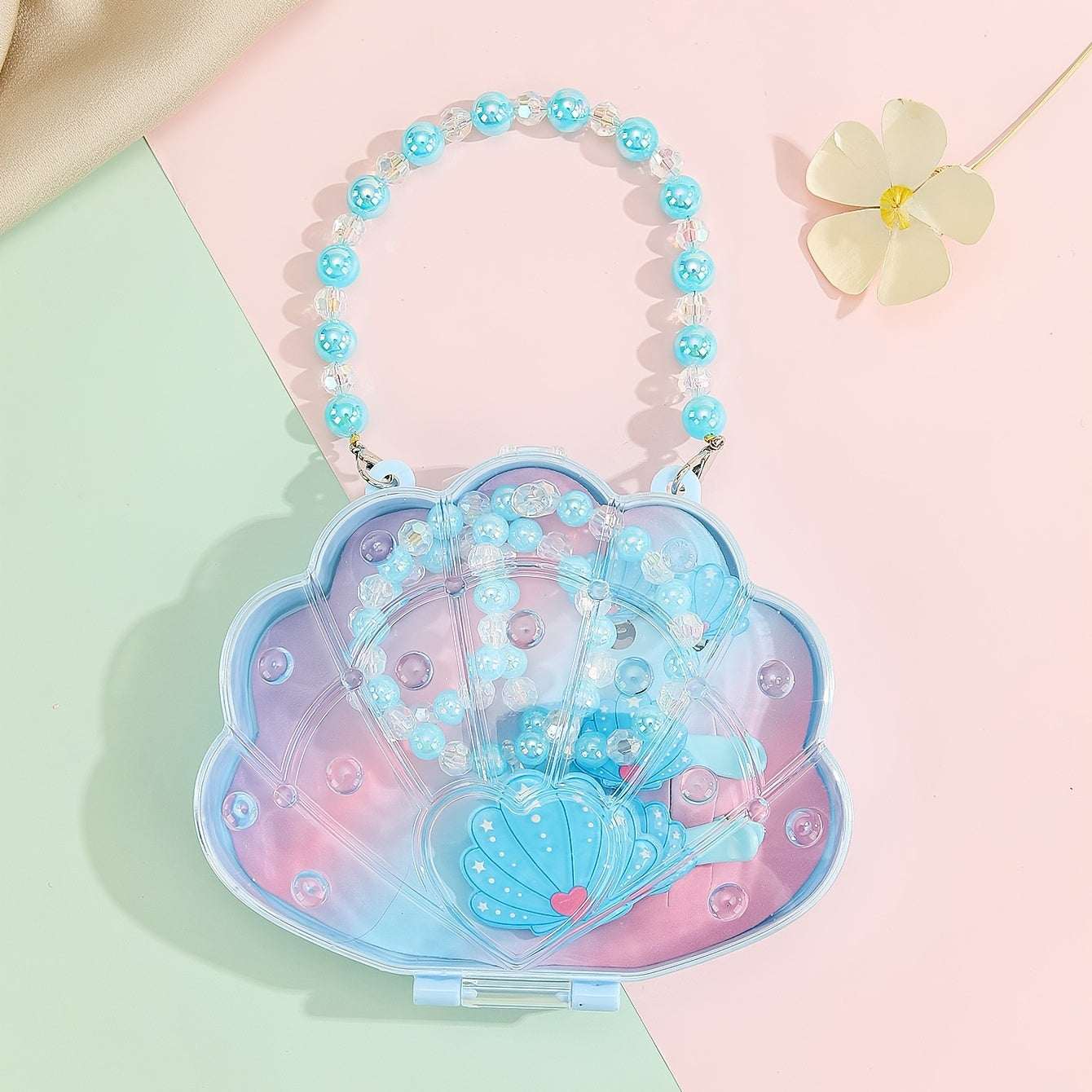 Kids Seashell Hair Clip Jewelry Set with Tote Bag
