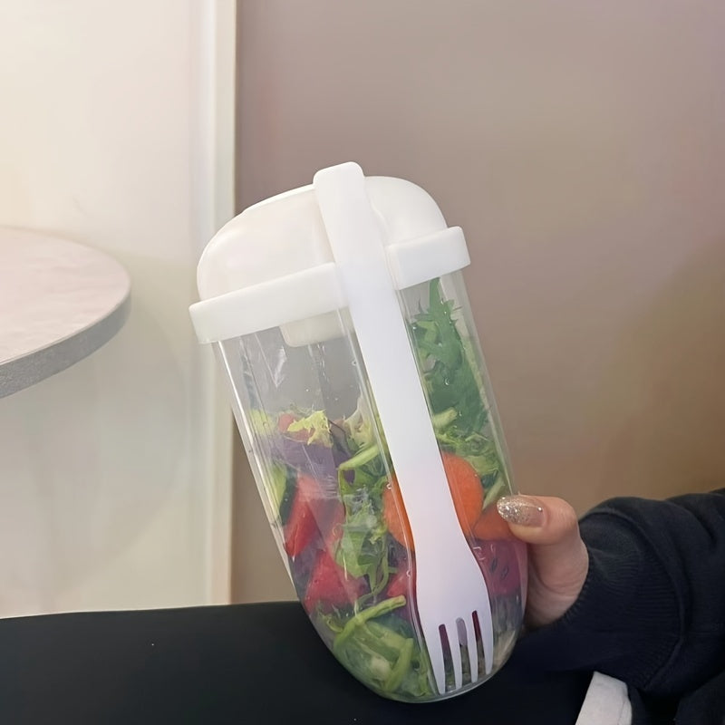 Thickened Transparent Salad Cup with Fork, Portable Breakfast Cup, Office Use