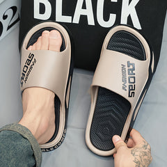 Men's Alphabet Print Open Toe Beach Slides Slip On Shoes