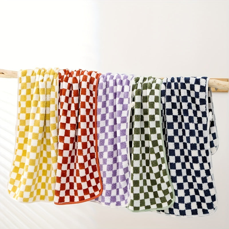 4pcs Checkered Pattern Hand Towel Soft Skin-friendly Face Towel