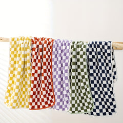 4pcs Checkered Pattern Hand Towel Soft Skin-friendly Face Towel